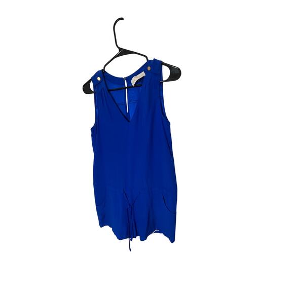 Amanda Uprichard Silk Royal Blue Preppy Cruise Vacation Bold Michaela Romper - Picture 3 of 8